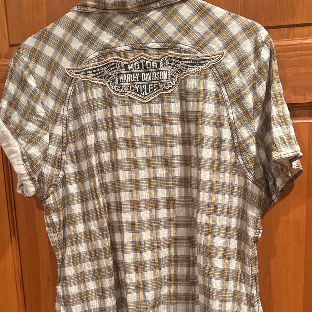 Harley-Davidson Plaid Short Sleeve Tee - Gray and Yellow